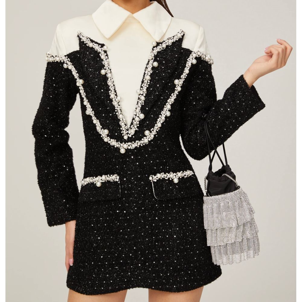 Z.Y Eleonore Faux-Pearl Tweed Mini Dress - Size Medium